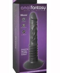 Anal Fantasy Elite Silicone Vibrating Ass Fucker USB Rechargeable Thrusting Dildo - Black