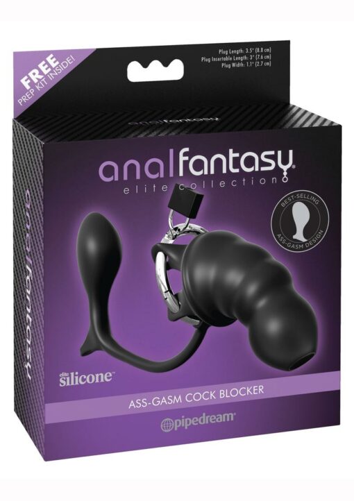 Anal Fantasy Elite Silicone Ass-Gasm Cock Blocker Chastity Cage - Black