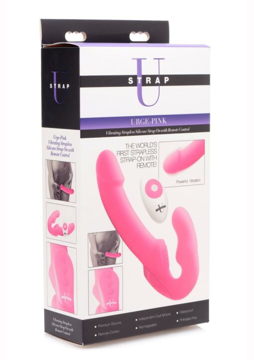 Strap U Urge Rechargeable Silicone Strapless Strap On with Remote Control - Pink