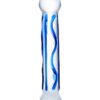 Glas Full Tip Glass Textured Dildo 6.5in - Clear/Blue