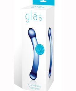 Glas Curved G-Spot Glass Dildo 6in - Blue