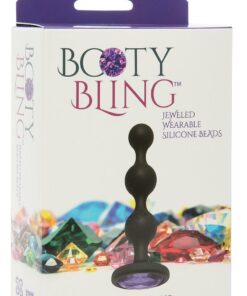 Booty Bling Jeweled Silicone Anal Beads - Purple