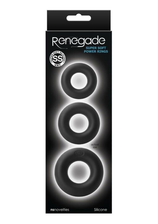 Renegade Super Soft Silicone Power Rings Cock Rings (Set of 3) - Black