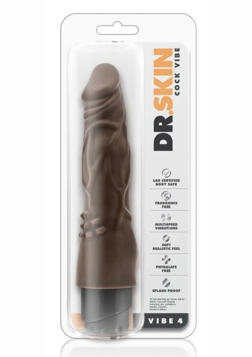 Dr. Skin Cock Vibe 4 Vibrating Dildo 8in - Chocolate