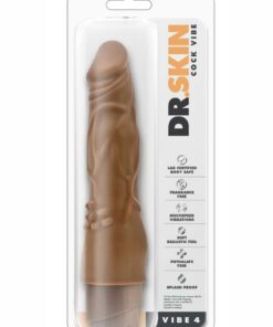 Dr. Skin Cock Vibe 4 Vibrating Dildo 8in - Caramel