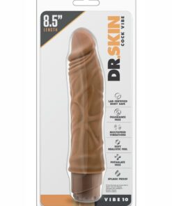 Dr. Skin Cock Vibe 10 Vibrating Dildo 8.5in - Caramel