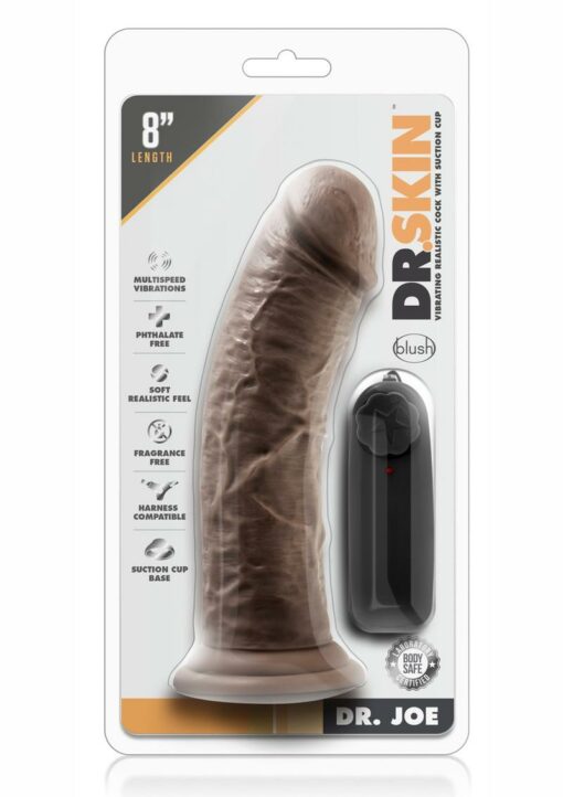 Dr. Skin Dr. Joe Vibrating Dildo with Remote Control 8in - Chocolate