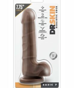 Dr. Skin Basic 7 Dildo with Balls 7.75in - Chocolate