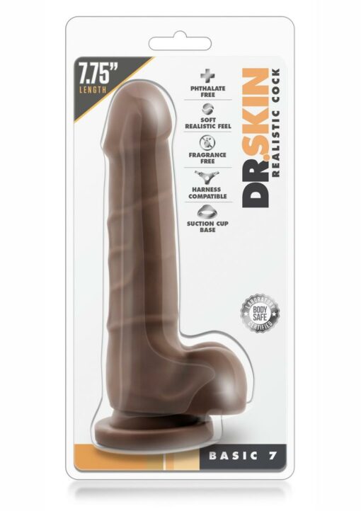 Dr. Skin Basic 7 Dildo with Balls 7.75in - Chocolate