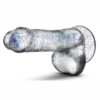 Naturally Yours Glitter Dildo with Balls 6in - Clear