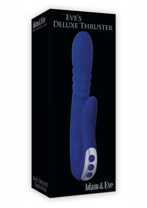 Adam and Eve Eve`s Deluxe Thruster Rechargeable Silicone Vibrator - Blue
