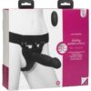 Body Extensions Be Risque Silicone Strap-on Rechargeable Vibrating Harness with Dildo and Remote 8in (2 piece kit) - Black