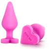 Play with Me Naughtier Candy Heart Ride Me Silicone Butt Plug - Pink