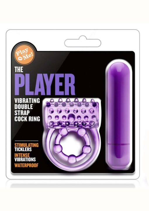 Play with Me The Player Vibrating Double Strap Cock Ring - Purple