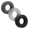 Hunkyjunk HUJ3 Silicone Cock Ring (3 Pack) - Black/Gray/Clear