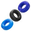 Hunkyjunk HUJ3 Silicone C-Rings (3 Pack) - Blue/Black/Teal