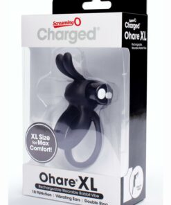 Charged Ohare XL Silicone USB Rechargeable Wearable Rabbit Vibrating Cock Ring - Black (Individual)