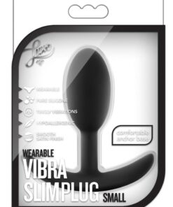 Luxe Wearable Vibra Slim Plug Silicone Butt Plug - Small - Black