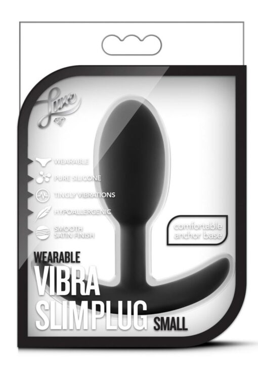 Luxe Wearable Vibra Slim Plug Silicone Butt Plug - Small - Black
