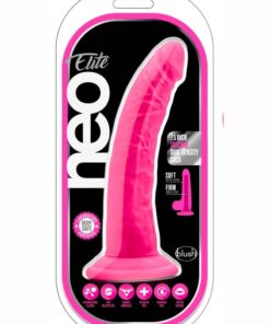 Neo Elite Silicone Dual Density Dildo 7.5in - Neon Pink