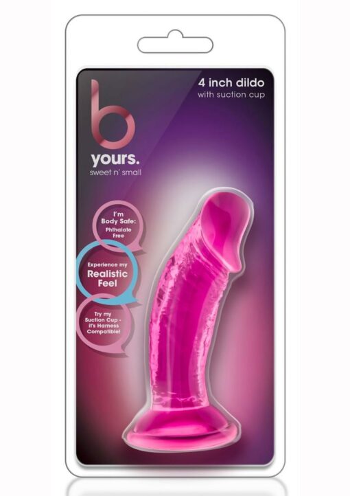 B Yours Sweet N` Small Dildo with Suction Cup 4.5in - Pink