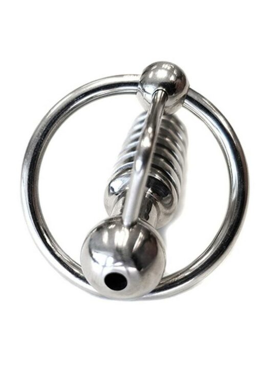 Rouge Stainless Steel Hollow Beaded Urethral Probe and Cock Ring