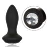 Power Gem Vibrating Petite Crystal Probe Silicone Rechargeable Butt Plug - Black