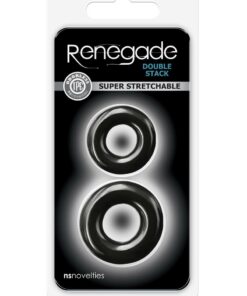 Renegade Double Stack Super Stretchable Cock Rings (Set of 2) - Black