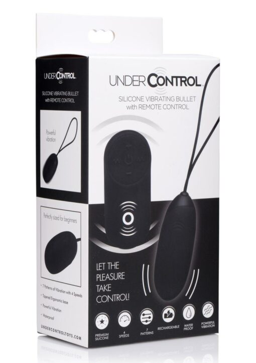 Under Control Rechargeable Silicone Vibrating Bullet with Remote Control - Black