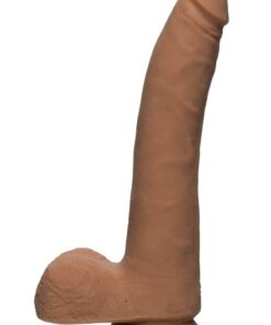 The D Realistic D Ultraskyn Slim Dildo with Balls 9in - Caramel