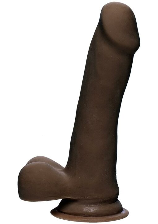 The D Slim D Ultraskyn Dildo with Balls 6.5in - Chocolate