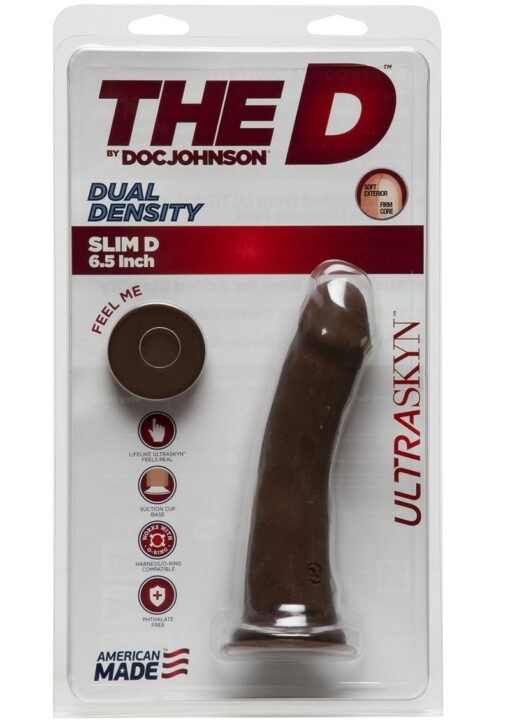 The D Slim D Ultraskyn Dildo 6in - Chocolate