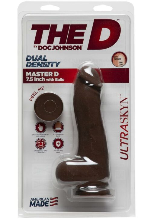The D Master D Ultraskyn Dildo with Balls 7.5in - Chocolate