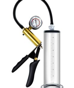 Performance VX6 Vacuum Penis Pump with Brass Pistol and Pressure Gauge 9.5in - Clear