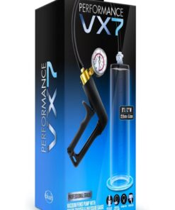Performance VX7 Vacuum Penis Pump with Brass Trigger and Pressure Gauge 9.5in - Clear