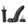 Boneyard Silicone Tool Kit Dildo with Balls 8in with Attachments (3 per set) - Black