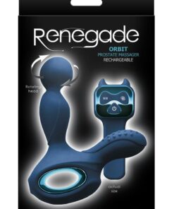 Renegade Orbit Rechargeable Silicone Vibrating Rotating Heated Prostate Stimulator with Remote Control - Blue