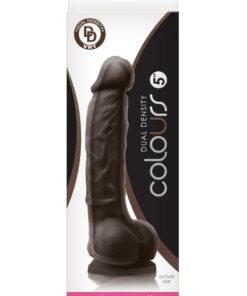 Colours Dual Density Silicone Dildo 5in - Chocolate