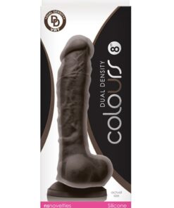 Colours Dual Density Silicone Dildo 8in - Chocolate
