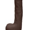 The D Uncut D Ultraskyn Dildo with Balls 9in - Chocolate