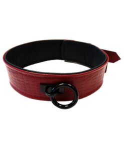 Rouge Anaconda Leather Adjustable Collar 1 Ring - Burgundy