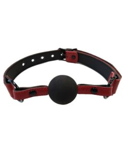 Rouge Anaconda Leather Adjustable Ball Gag - Burgundy And Black