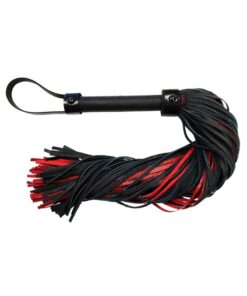 Rouge Anaconda Leather Flogger with Cuff - Black and Burgundy