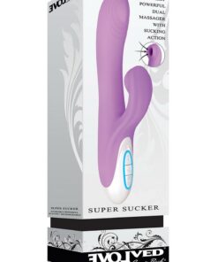 Super Sucker Rechargeable Silicone G-Spot Vibrator with Clitoral Stimulator - Purple