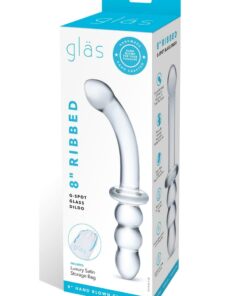 Glas Ribbed G Spot Glass Dildo 8in - Clear