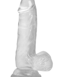Crystal Addiction Dildo with Balls 6in - Clear