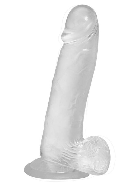 Crystal Addiction Dildo with Balls 8in - Clear
