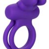 Silicone Rechargeable Dual Rockin Rabbit Multi Speed Cockring Waterproof - Purple