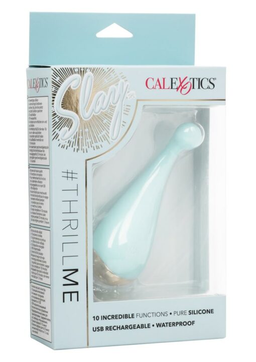 Slay #ThrillMe Rechargeable Silicone Curved Vibrator - Blue