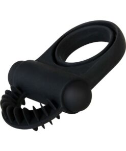 Zero Tolerance Bell Ringer Rechargeable Silicone Vibrating Cock Ring with Clitoral Stimulator and Ball Strap - Black
